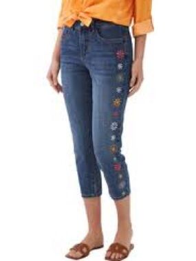FDJ Olivia Ankle French Dressing Jean W/Floral Embroidered Side. 8